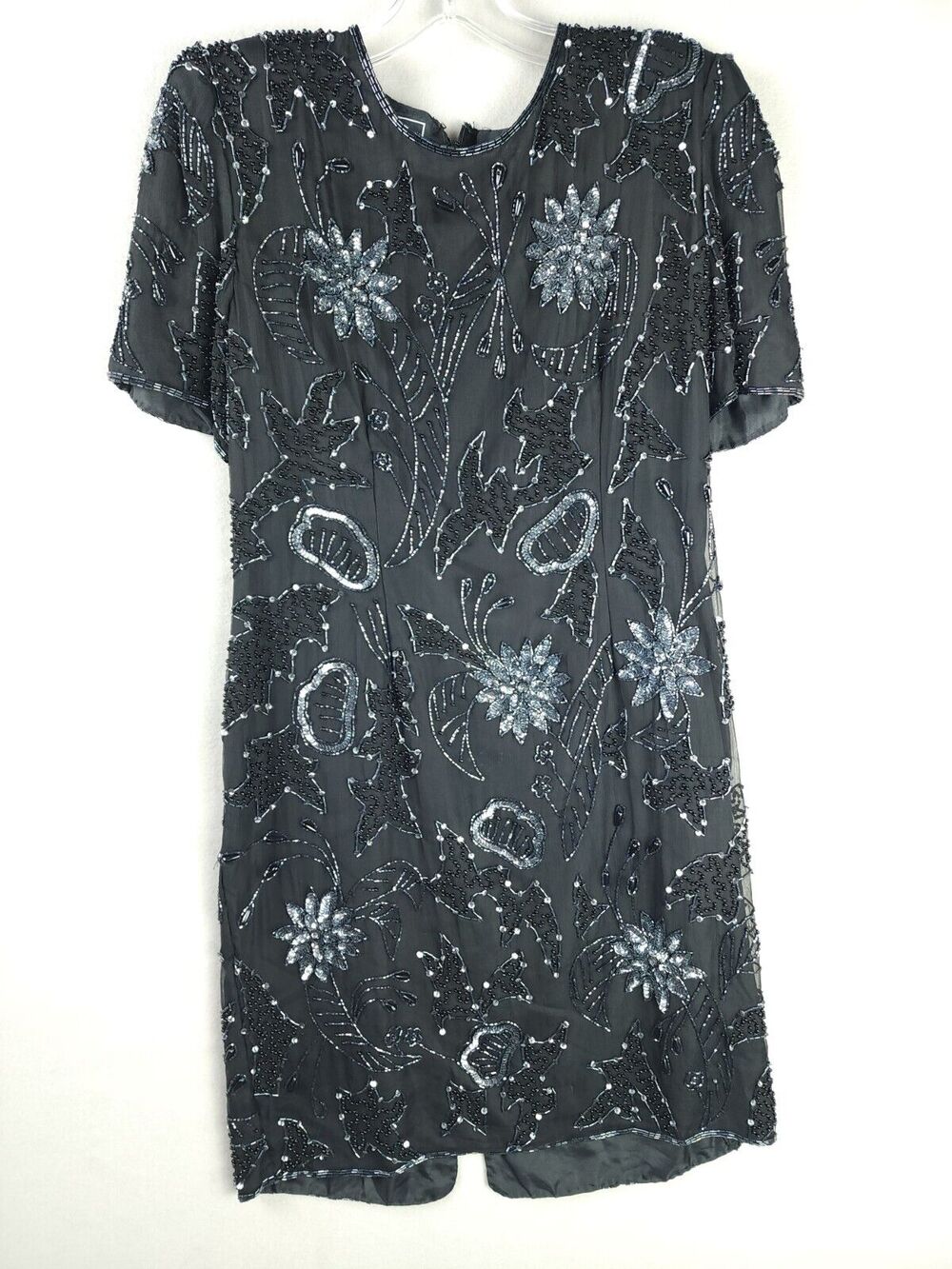 Robert Anthony Sequined Beaded Lined 100% Silk Dress Petite 12